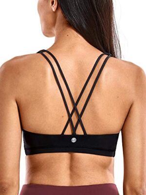 Padded Yoga Bra Tops Black Strappy Sports