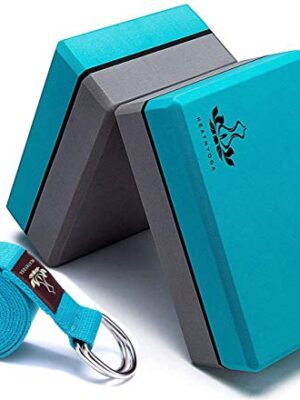 Yoga Blocks with Strap to Support and Improve Poses and Flexibility