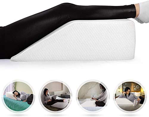 41Xwom-vRQL Leg Elevation Pillow with Memory Foam - Relieves Swelling & Pain, Supports Back, Hips, Knees - Ideal for Sleep, Relaxation & Reading 🛏️