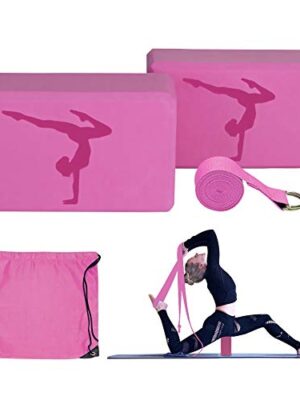 Yoga Blocks 2 Pack, Yoga Blocks with Strap