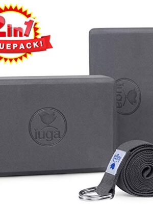 IUGA Yoga Block 2 Pack with Yoga Strap