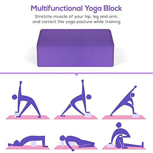 41giayllknL Yoga Beginner Set High Density EVA Foam Block and 6 Ft Cotton Stretching Strap
