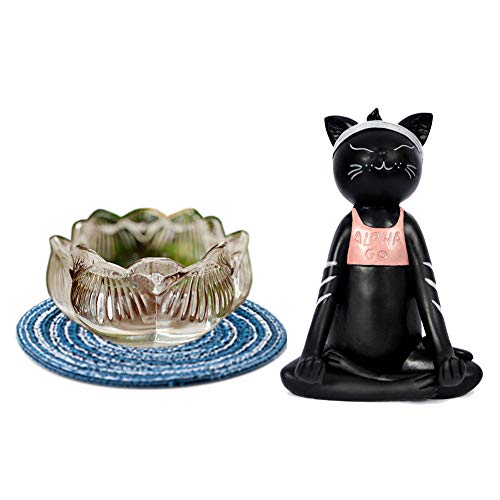 Yoga Cat Candle Holders, Alpha Go Crystal Lotus 1 Yoga Cat Candle Holders, Alpha Go Crystal Lotus