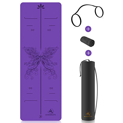 Yoga Mat TPE Premium + Microfiber Towel + Yoga Mat Carry Bag