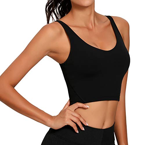 41k3Cu5FFyL.SL1500 Lemedy Women's Yoga Sports Bra with Detachable Pads and Cotton-like Comfort