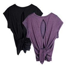 icyzone Open Back Workout Top Shirts