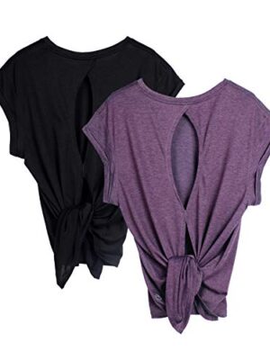 icyzone Open Back Workout Top Shirts