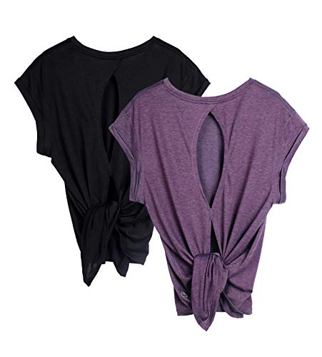 icyzone Open Back Workout Top Shirts