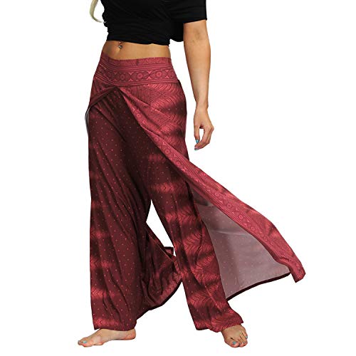 41oDSJDZHrL.SL1500 Lu's Chic Women's Boho Pants Harem Wide Leg Side Split