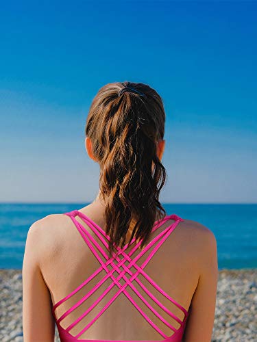 41oEN76hHPL Patelai 2 Pack Womens Padded Sports Bra Cross Back