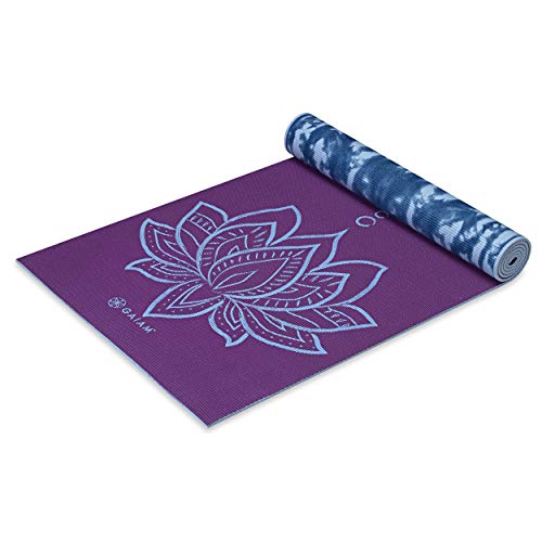 Gaiam Yoga Mat Premium Print Reversible Extra Thick Non Slip