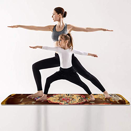 Yoga Mat - World antique party - Extra Thick Non Slip