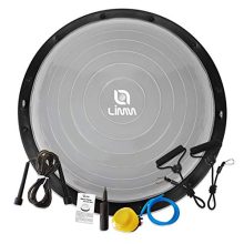 Limm Half Ball Balance Trainer - Half Yoga Ball with Resistance Bands, Handle, and Jump Rope - Pilates Exercise Ball for Squats, Steps, Balance Training, Push Ups, Core Training, and More.