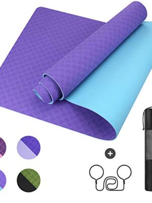 GISALA TPE Yoga Mat Fitness for Yoga (Blue)
