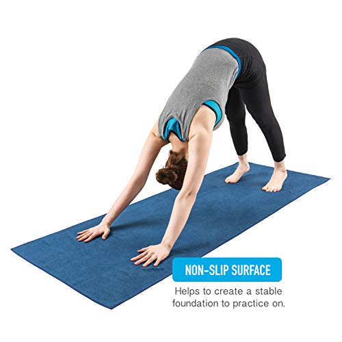 GreatBelle Yoga Towel with Storage Pouch Deep Blue