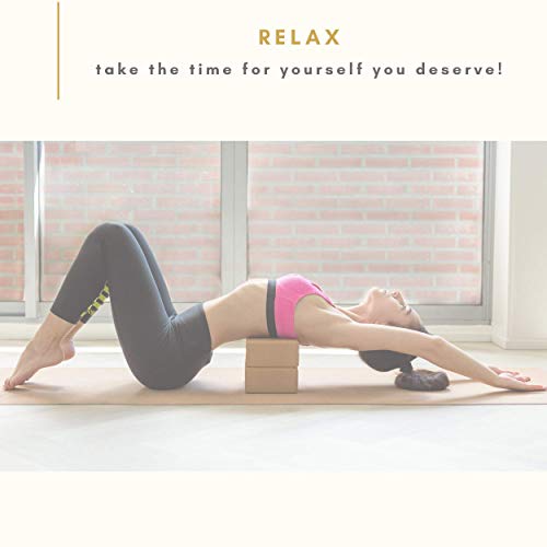41qgNiMr3NL NOVO Wellbeing Cork Yoga Block 2 Pack with Bag