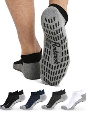Non Skid Ankle Socks - (4 Pairs) - L/XL - Anti Slip Socks