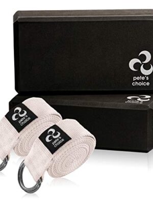 pete's choice 2 Yoga Blocks + 2 Yoga Straps - Yoga Starter Kit