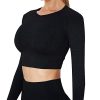 Yoga Shirt Long Sleeve Crop Top Seamless Thumb Hole