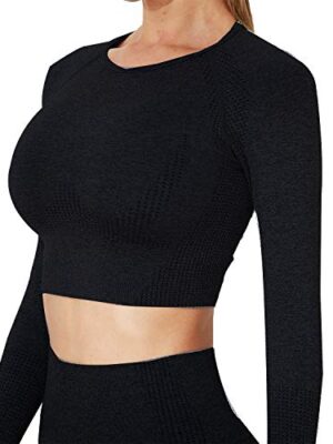 Yoga Shirt Long Sleeve Crop Top Seamless Thumb Hole