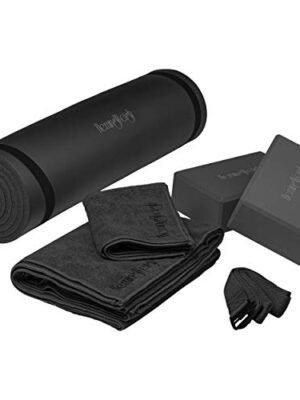 HemingWeigh Yoga Kit - Black Yoga Mat Set Includes Carrying Strap