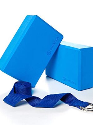 Yoga Block (2 Pack),Yoga Strap Set , High Density EVA Foam