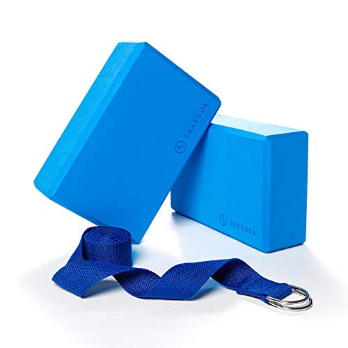 Yoga Block (2 Pack),Yoga Strap Set , High Density EVA Foam