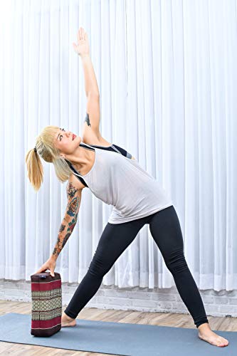 Leewadee Yoga Block Pilates BOrganic and Pure Kapok Yoga Block - Eco-Friendly Meditation and Pilates Brick, 14x7x5 inches, Brown Redrick Eco-Friendly Organic and Natural