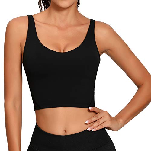 41wfVXFOiDL.SL1500 Lemedy Women's Yoga Sports Bra with Detachable Pads and Cotton-like Comfort