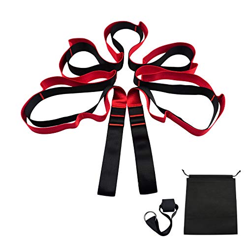 Acenilen Yoga Strap with Door Buckle, 12 Loops Yoga Stretch Strap
