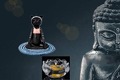 41y045ry+NL Yoga Cat Candle Holders, Alpha Go Crystal Lotus