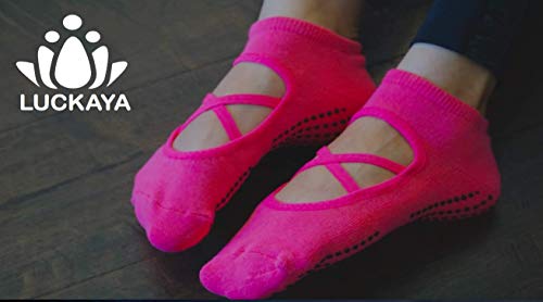 41yVJDWa6GL LUCKAYA 3 Pairs Anti-Slip Socks for Yoga Pilates Barre