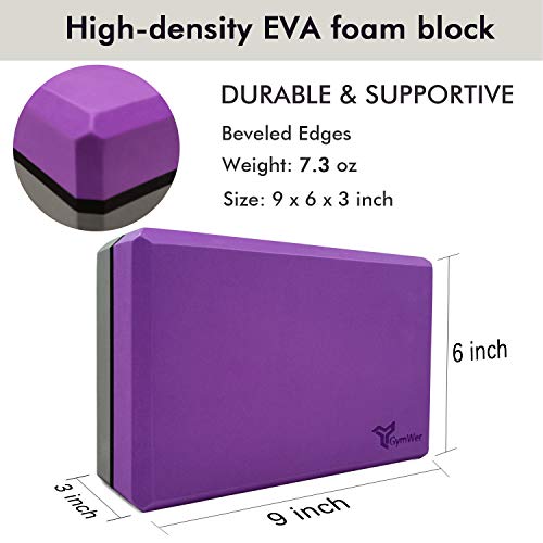 GymWer Yoga Blocks 2 Pack, High Density EVA Foam
