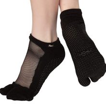 Shashi Black Mesh Non Slip Split Toe Ergonomic Socks