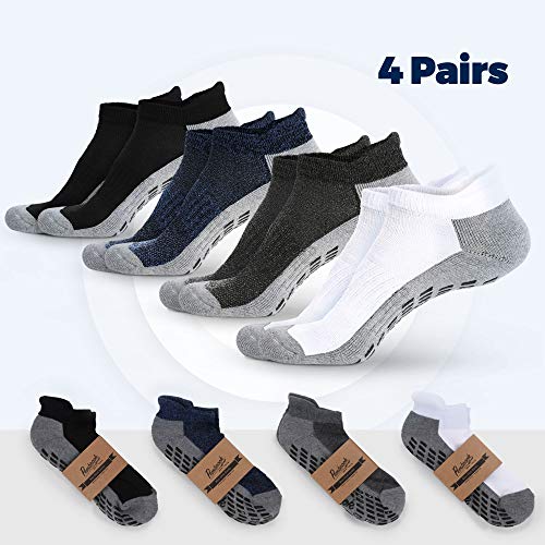 51-Ya1WjvGL Non Skid Ankle Socks - (4 Pairs) - L/XL - Anti Slip Socks