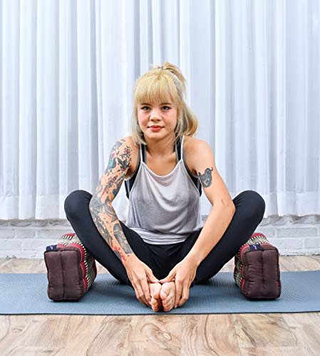 Leewadee Yoga Block Pilates BOrganic and Pure Kapok Yoga Block - Eco-Friendly Meditation and Pilates Brick, 14x7x5 inches, Brown Redrick Eco-Friendly Organic and Natural