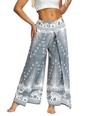 Lu's Chic Women's Boho Pants Yoga Harem Wide Leg