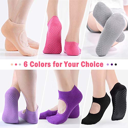 513mOWn7eDL Yoga Socks for Women Non Slip, Caffox 6 Pairs
