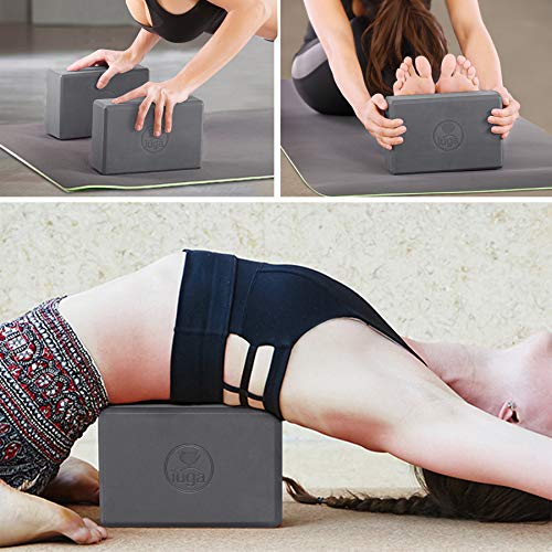 514UQpnrxZL IUGA Yoga Block 2 Pack with Yoga Strap