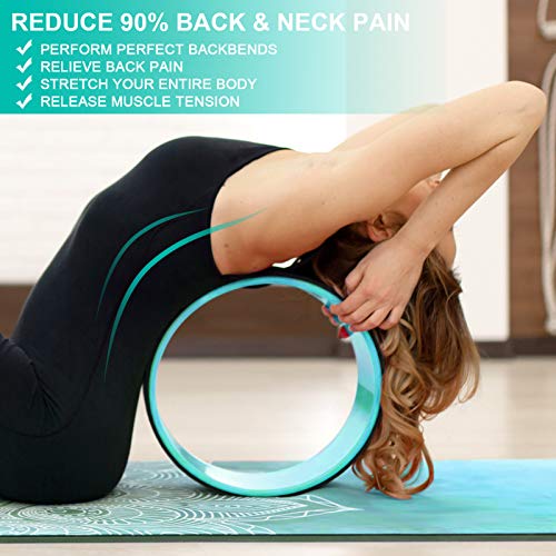Yoga Wheel 3 Pack - Back Pain Relief Kit with Fitness Straps, Various Sizes for Complete Body Exercises, Includes Yoga Wheel Bag