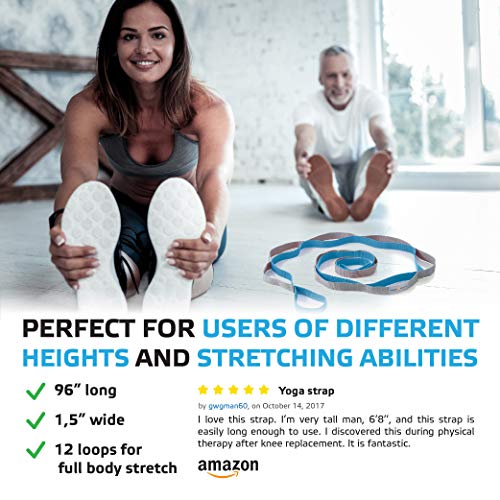 sport2people Stretching Strap for Yoga, Flexibility, Rehabilitation