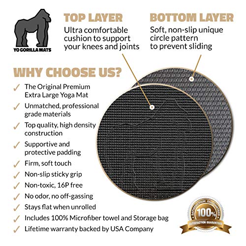 515Y69Hcw4L Premium Large Yoga Mat - 6' x 4' x 8mm Extra Thick, Comfortable