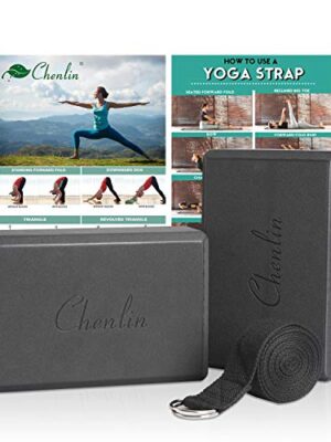 Chenlin Premium Yoga Block (Set of 2) with Yoga Strap