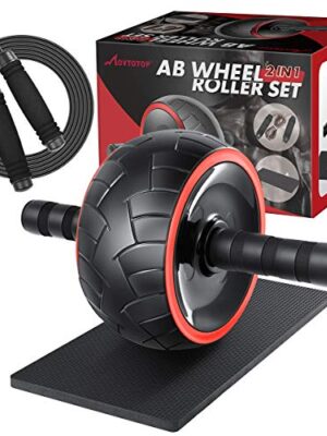 MOVTOTOP 3-in-1 Ab Wheel Roller Kit with Knee Mat and Jump Rope