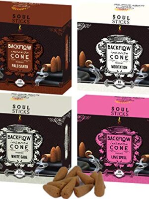 Soul Sticks Assorted Backflow Incense Cones for Meditation