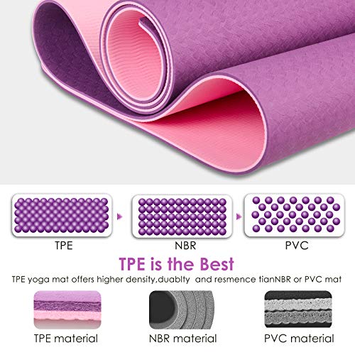 518jpJ6YMFL Yoga Mat for Women, 1/4 Inch Thick High Density