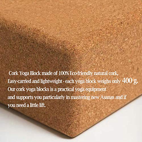 Yoga Blocks Cork 2 Natural Brick Non-Slip Soft Eco-Friendly