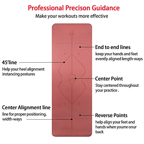 519+GumMYGL Yoga Mat Non Slip with Alignment Marks