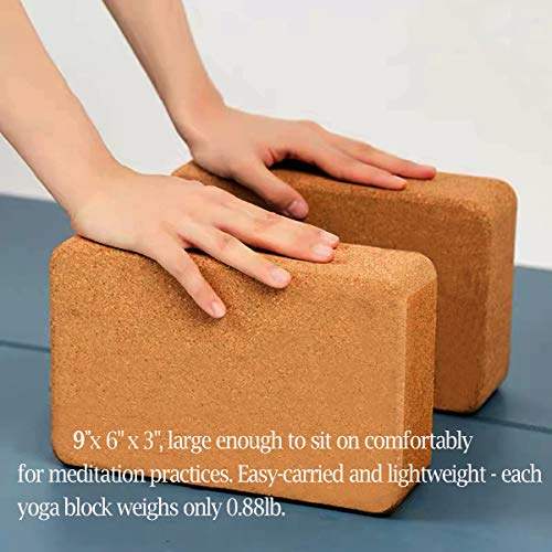 Yoga Blocks Cork 2 Natural Brick Non-Slip Soft Eco-Friendly