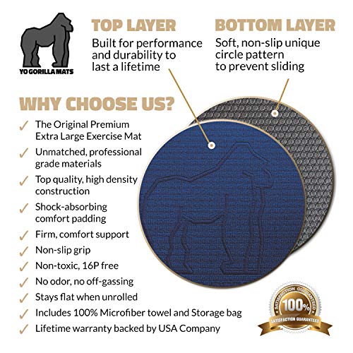 51C76pARhFL Premium Extra Large Exercise Mat - 8' x 4' x 1/4" Ultra Durable